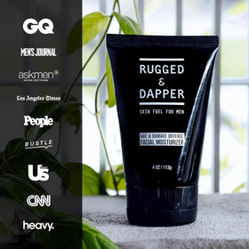 RUGGED & DAPPER 4oz tube next to razor to show compact travel-friendly size
