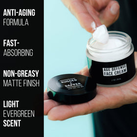 RUGGED & DAPPER open jar cream texture highlighting hyaluronic hydration boost