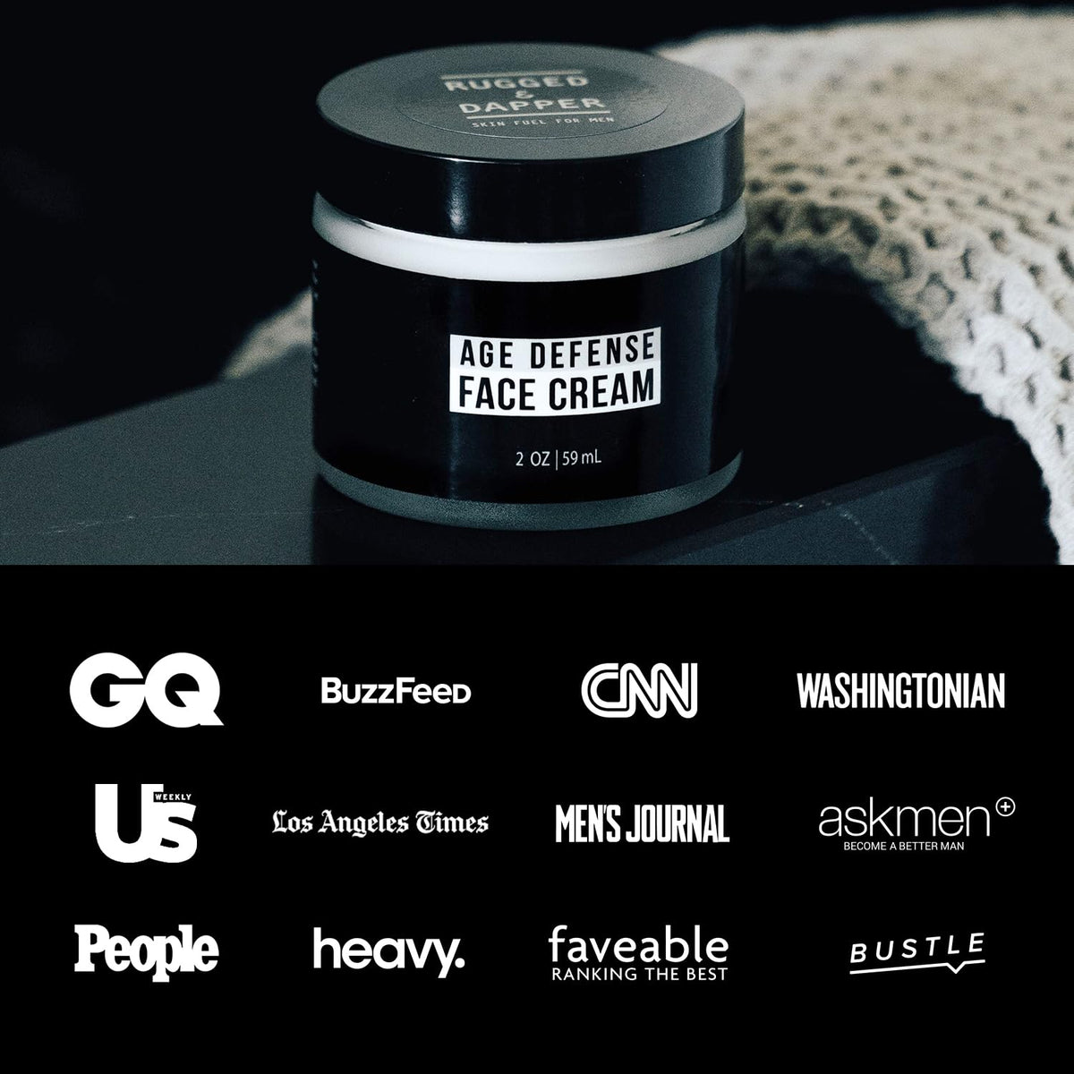 RUGGED & DAPPER jar on bathroom shelf illustrating night routine hydration benefit