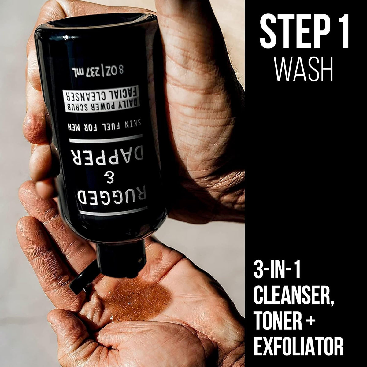 RUGGED & DAPPER Power Scrub close-up texture revealing gentle exfoliation