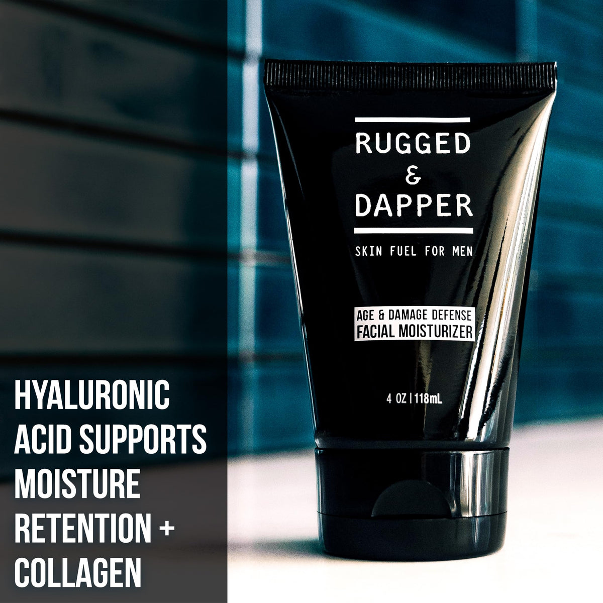 RUGGED & DAPPER tube in toiletry bag showing portability for travel