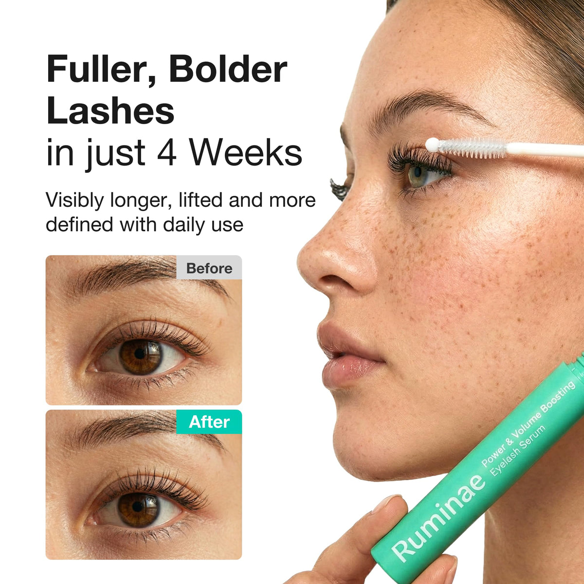Ruminae dual applicator fine-tip and spoolie demonstrating precise application