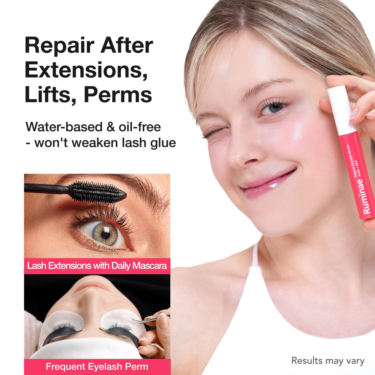 Ruminae clear serum droplet on skin illustrating lightweight texture and quick absorption