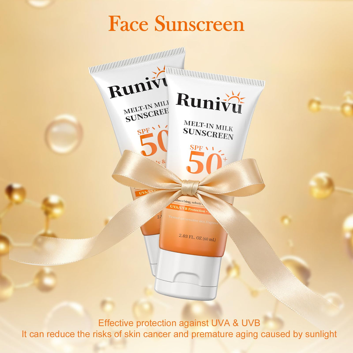Runivu sunscreen creamy texture close-up highlighting quick absorption
