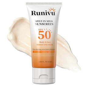 Runivu front packaging showing SPF50 and travel-friendly size benefit
