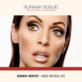 Runway Rogue evening look on model showcasing wearable runway-ready glam