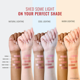 Runway Rogue layered over matte lipstick adding luminous shimmer