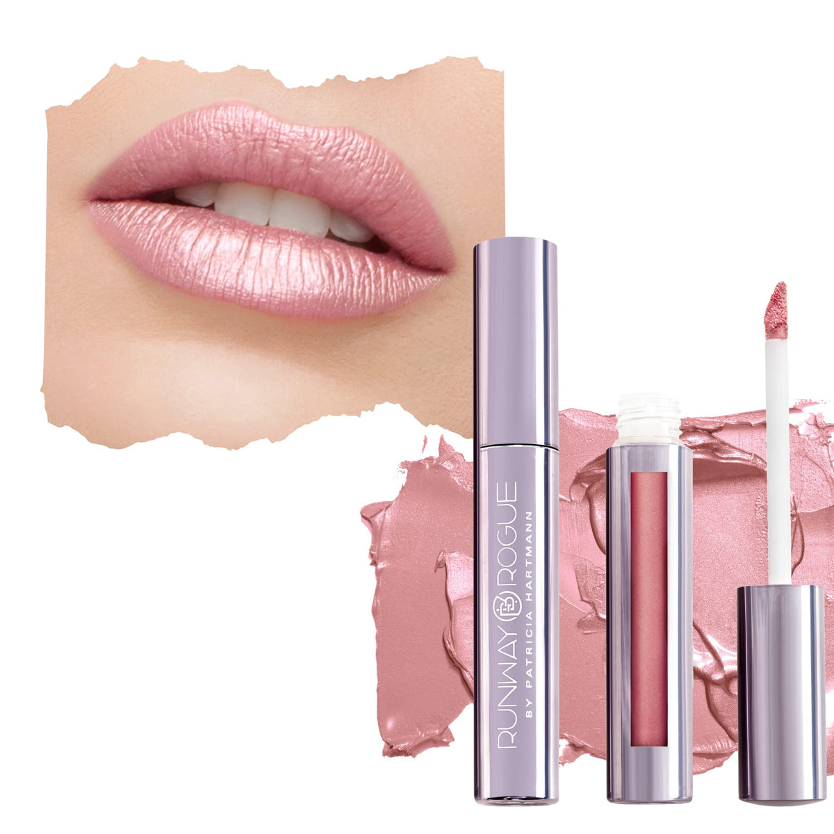 Runway Rogue front packaging showing frosted pale-pink shade and benefit
