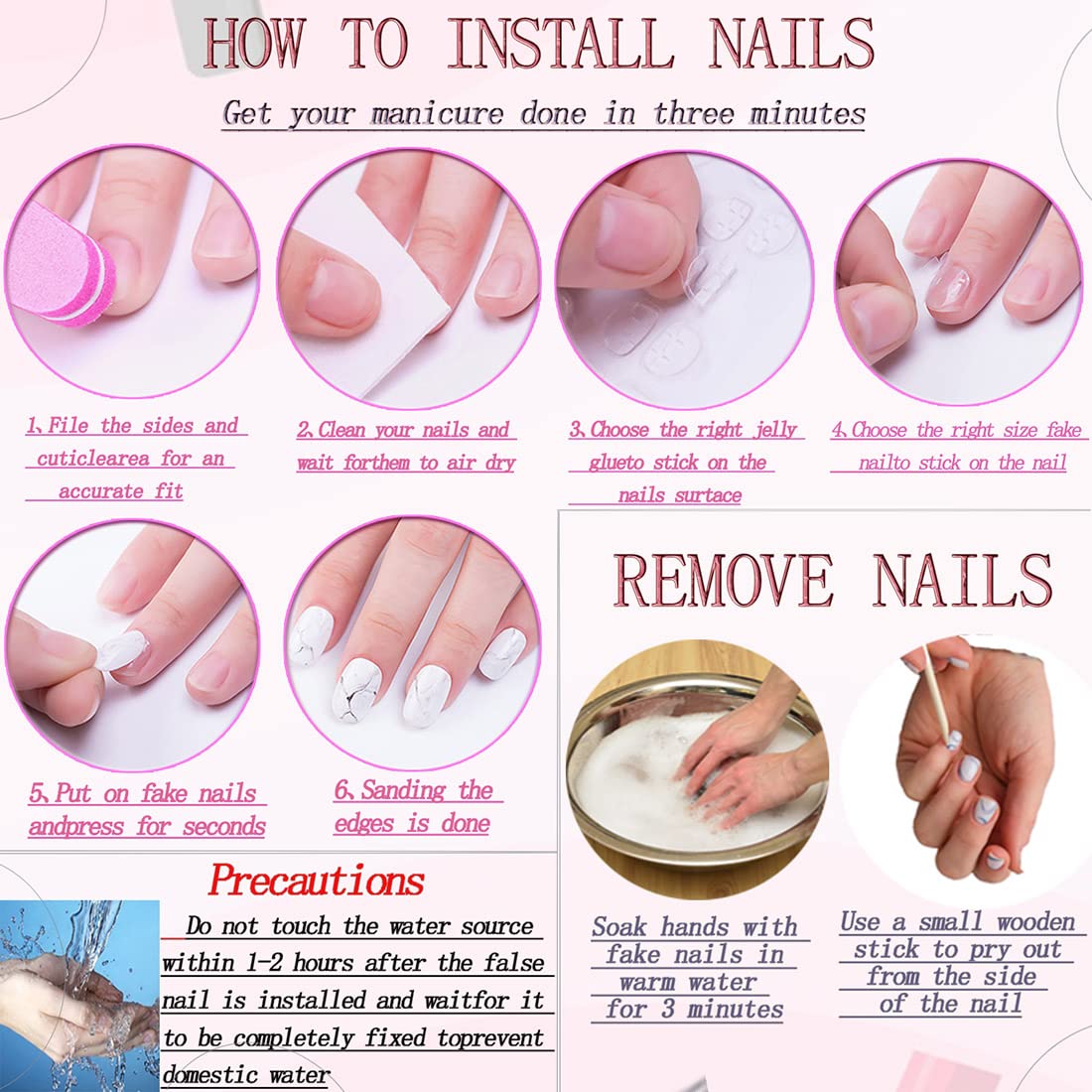 RUOKEXIN removal demonstration showing warm water soak and gentle lifting to protect natural nails