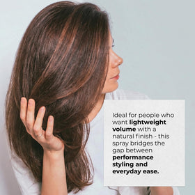 RUSK applied to damp hair during blow-dry for visible lift benefit