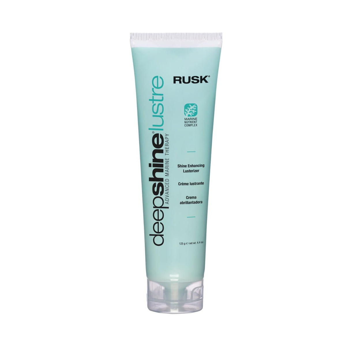 RUSK Deepshine front packaging showing product and glossy hair benefits