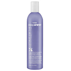 RUSK Deepshine Platinum front bottle showing label and 12 oz size, clear benefit brightening