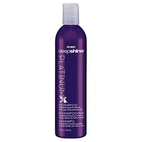 RUSK Deepshine PlatinumX front bottle showing label and size, clear salon-grade result