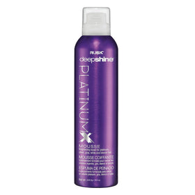 RUSK Deepshine PlatinumX mousse front bottle showing label and size benefits