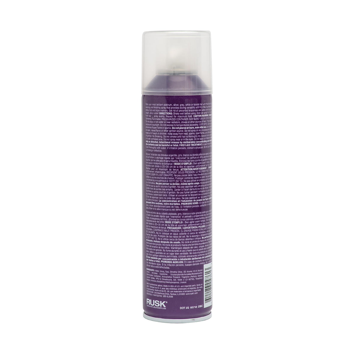RUSK Deepshine PlatinumX spray action on styled hair providing humidity resistance