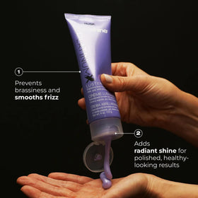 RUSK applied to wet hair illustrating easy distribution and quick toning effect