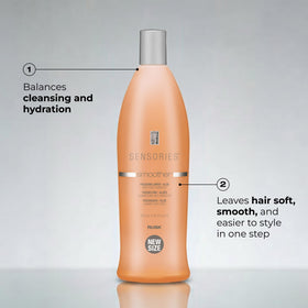RUSK shampoo texture pouring from bottle showing creamy, lightweight lather