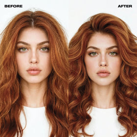 RUSK being applied to mid-lengths to reduce frizz and smooth hair