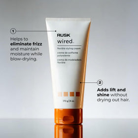 RUSK used on dry hair showing soft frizz-controlled finish