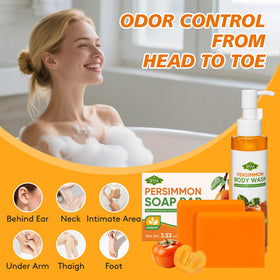 RYH persimmon soap creating creamy lather on hand for effective cleansing