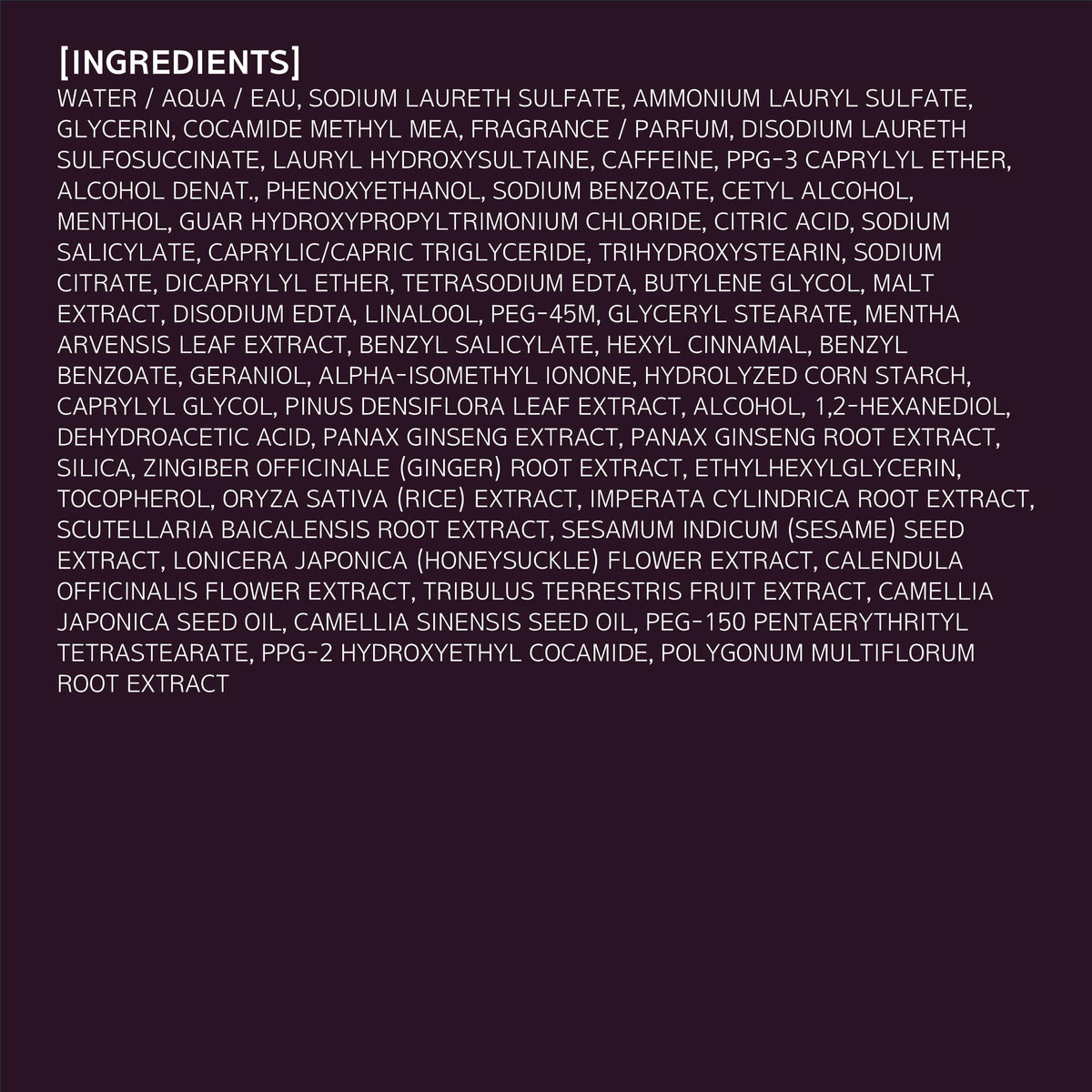 RYO back label close-up showing ingredient list and absence of common irritants