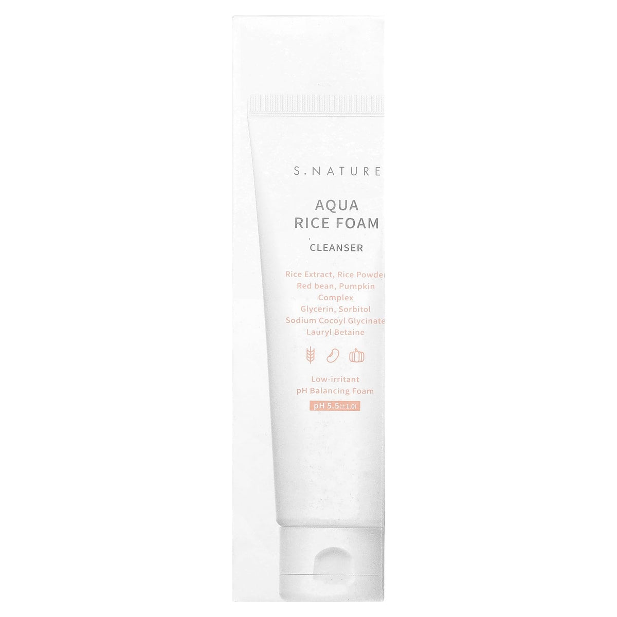S.NATURE foam texture close-up highlighting airy rice foam that cleans gently