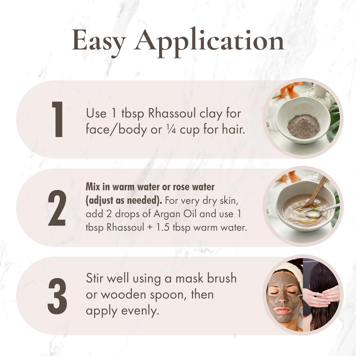 SAAQIN bath scene with rhassoul and botanicals showing relaxing personal care setup