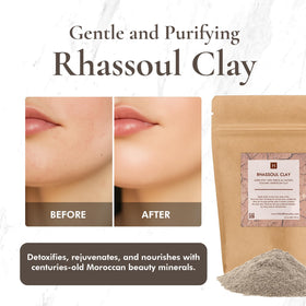 SAAQIN close-up of rhassoul powder texture highlighting fine, easy-to-mix quality