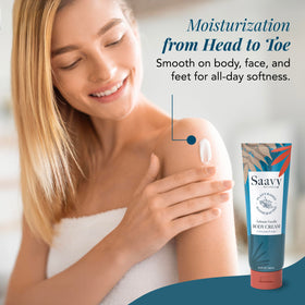Saavy Naturals open cream texture close-up highlighting rich shea butter hydration