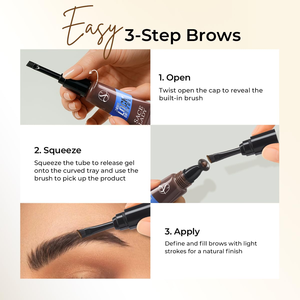 SACE LADY hand swatch showing shade and blendability for natural brows