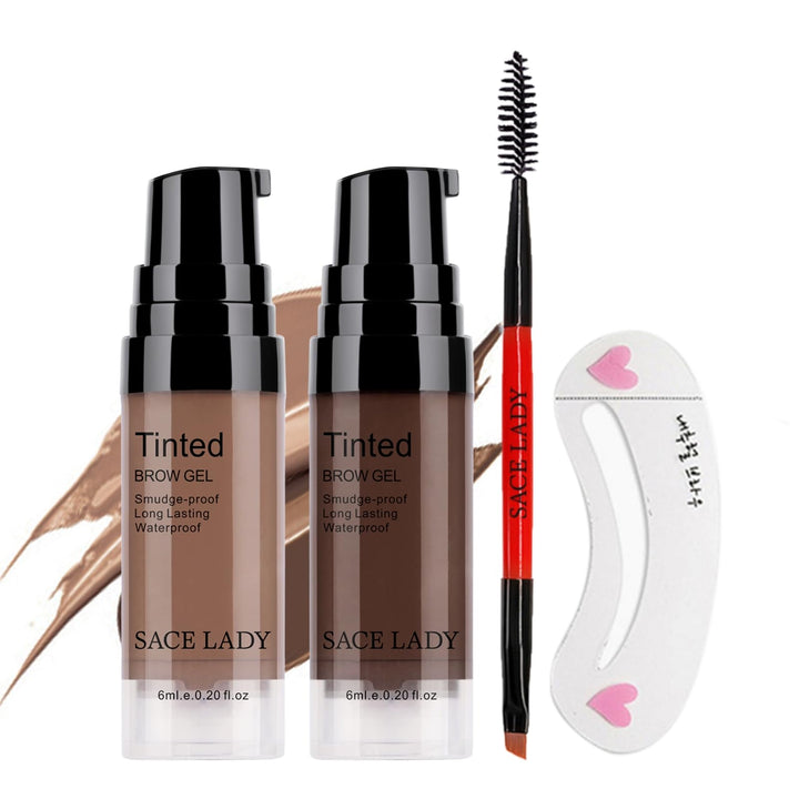 SACE LADY front packaging showing two brow tubes and brushes for easy selection