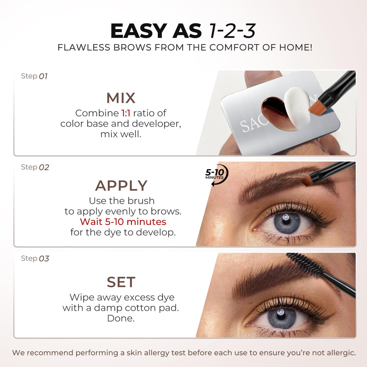 SACE LADY lifestyle image at beach showing waterproof long-lasting brows
