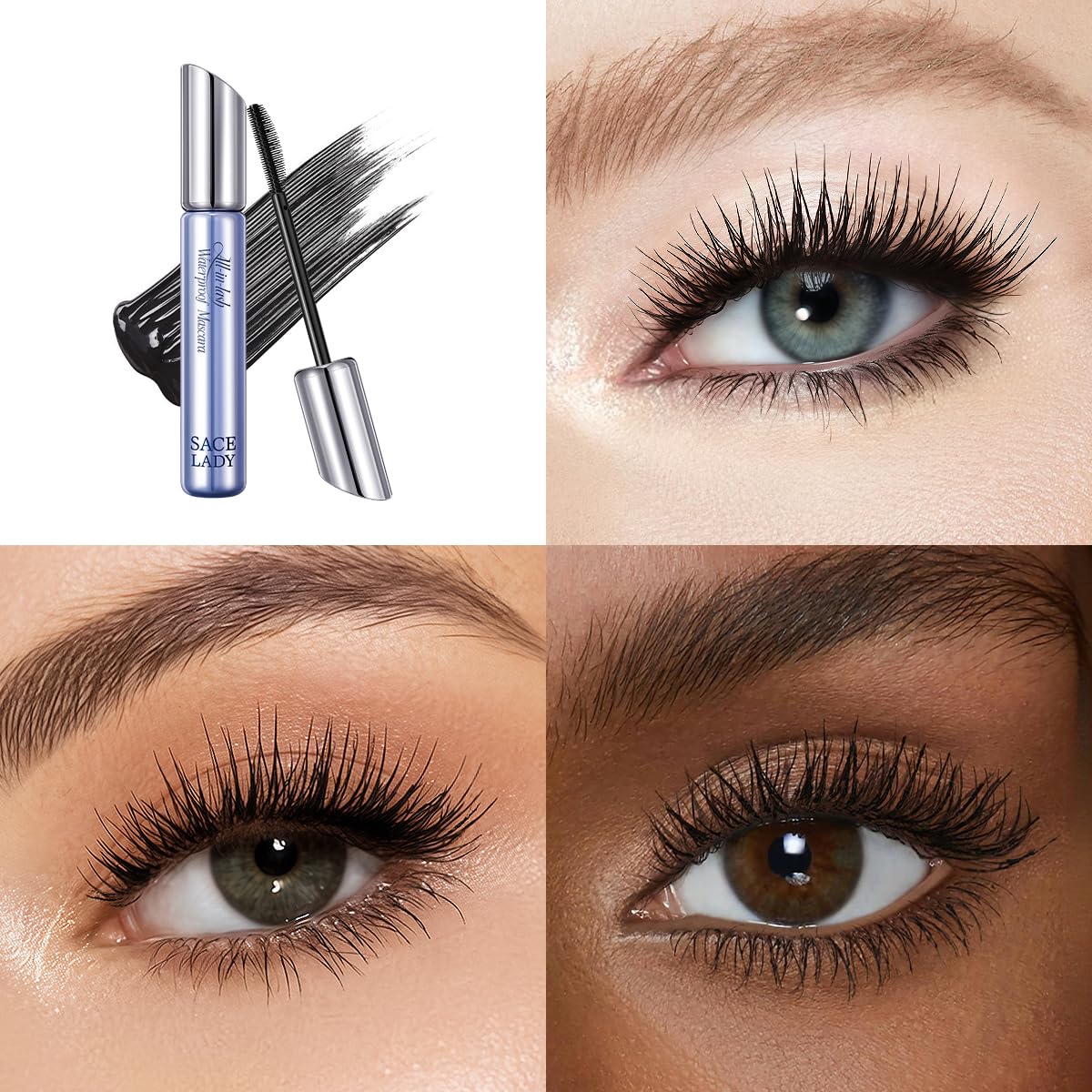 SACE LADY mascara tube next to ruler showing compact travel-friendly size