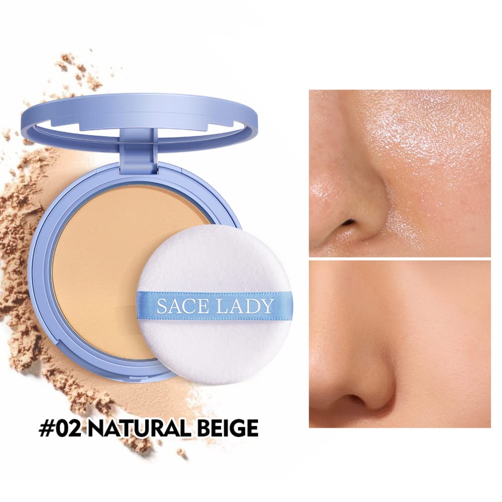 SACE LADY powder applied with brush demonstrating lightweight mattifying benefit