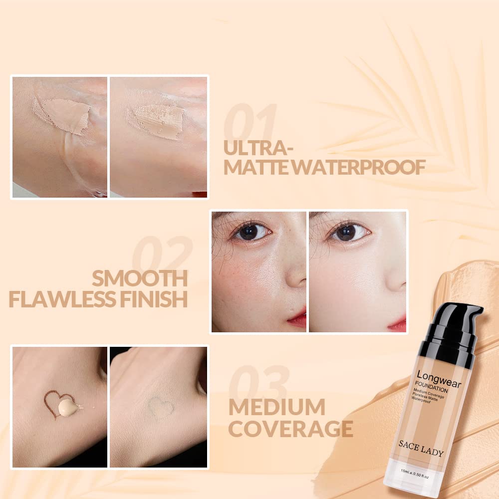 SACE LADY texture foundation swatches showing buildable coverage benefit