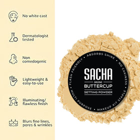 Sacha Buttercup Mini being used for under-eye baking to set concealer