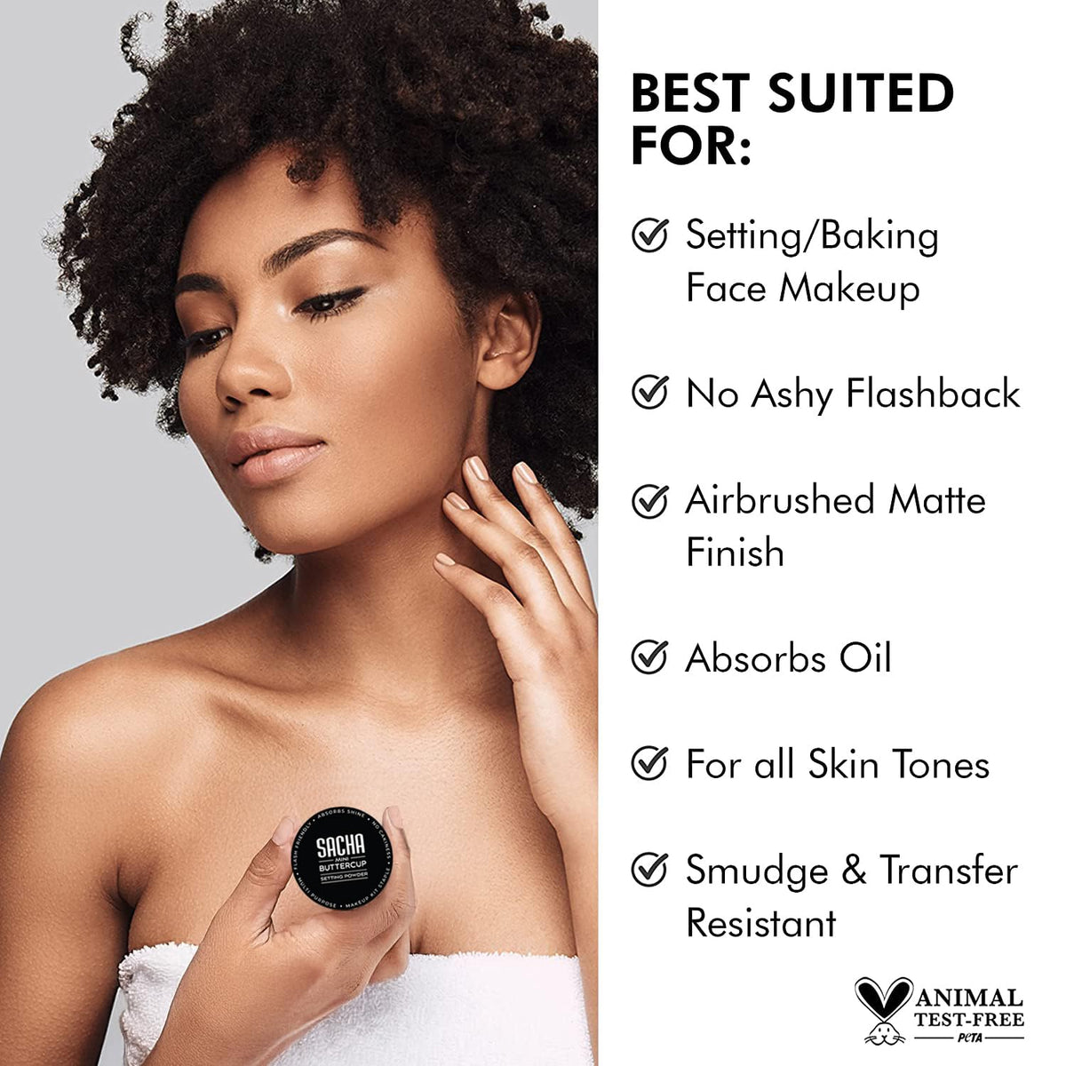 Sacha Buttercup Mini powder on brush demonstrating easy application