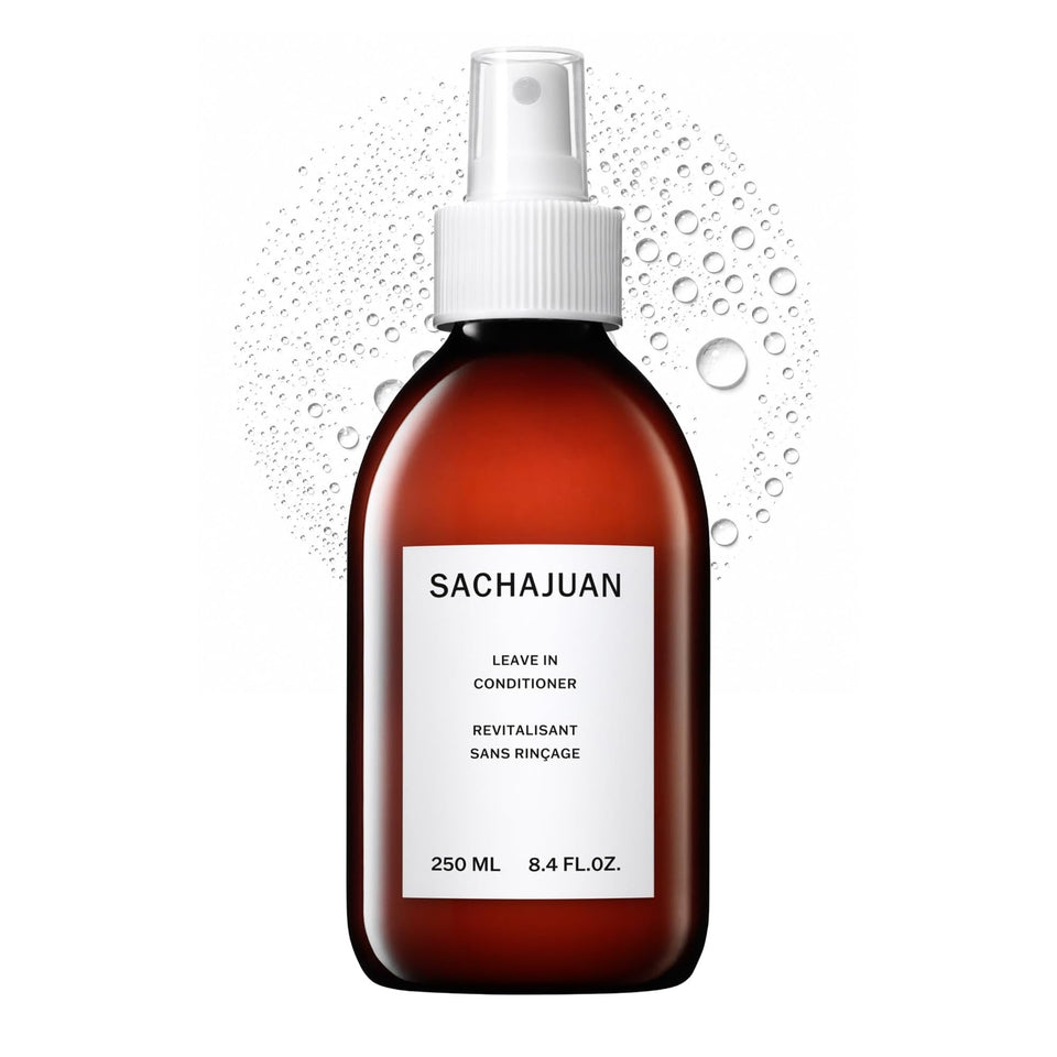 SACHAJUAN leave-in conditioner front packaging showing sleek bottle and brand