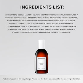 SACHAJUAN shampoo on bathroom shelf conveying daily routine ease and moisture boost