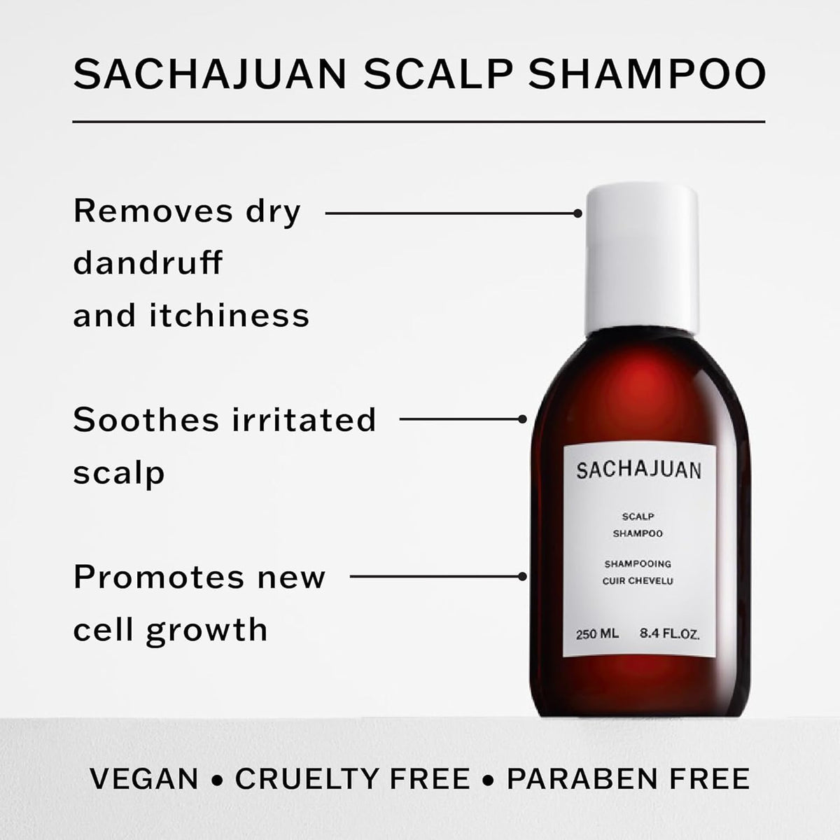 SACHAJUAN creamy shampoo texture demonstrating gentle lathering benefit