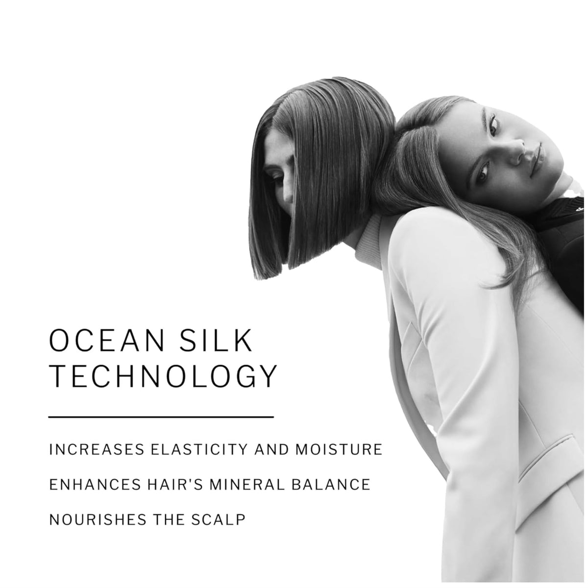 SACHAJUAN label close-up showing Ocean Silk Technology and clean-beauty claims