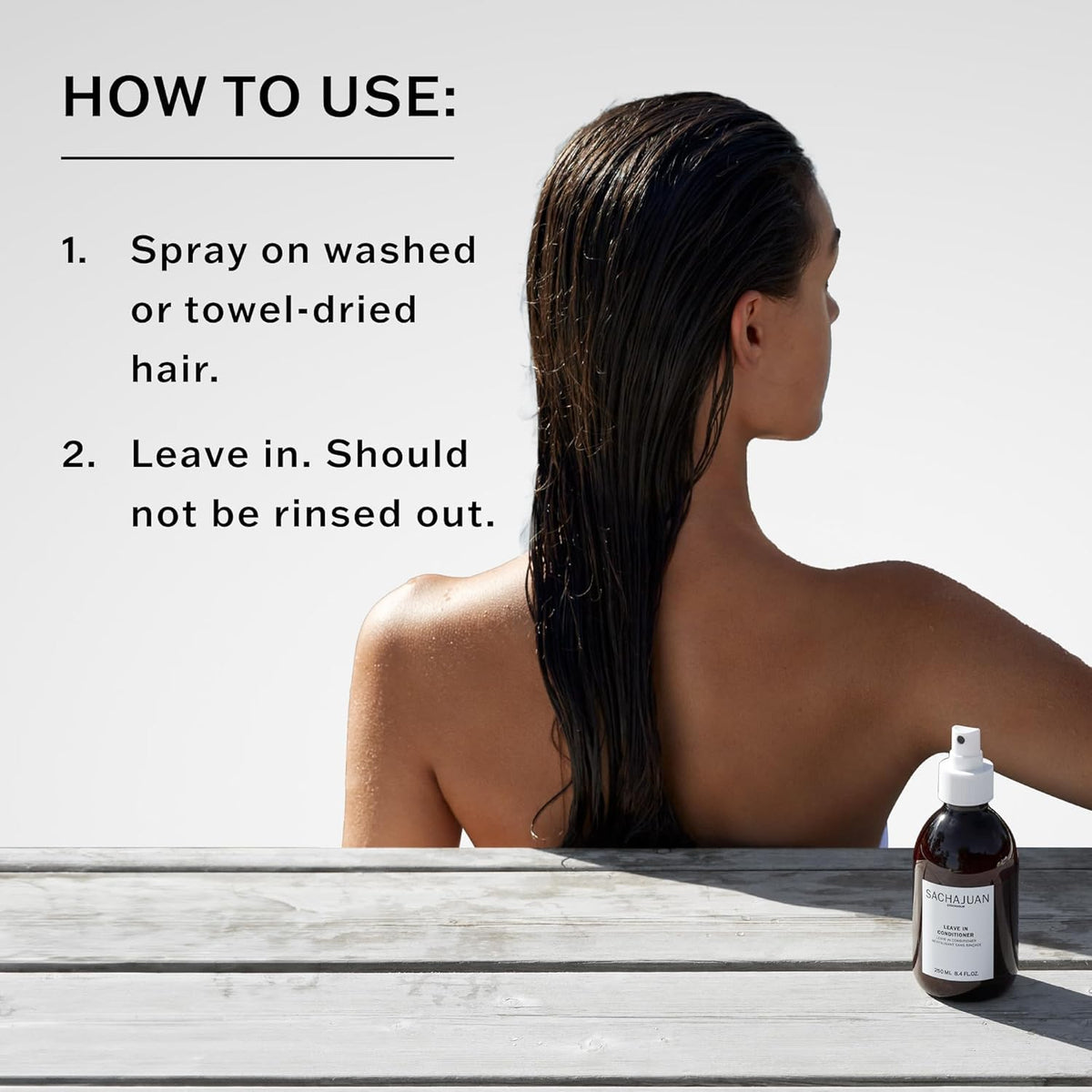 SACHAJUAN leave-in conditioner texture close-up demonstrating lightweight formula
