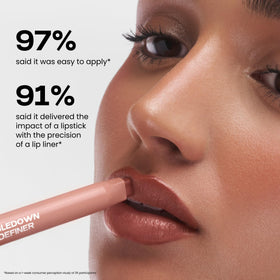 Sacheu application on lips demonstrating defined, hydrated look