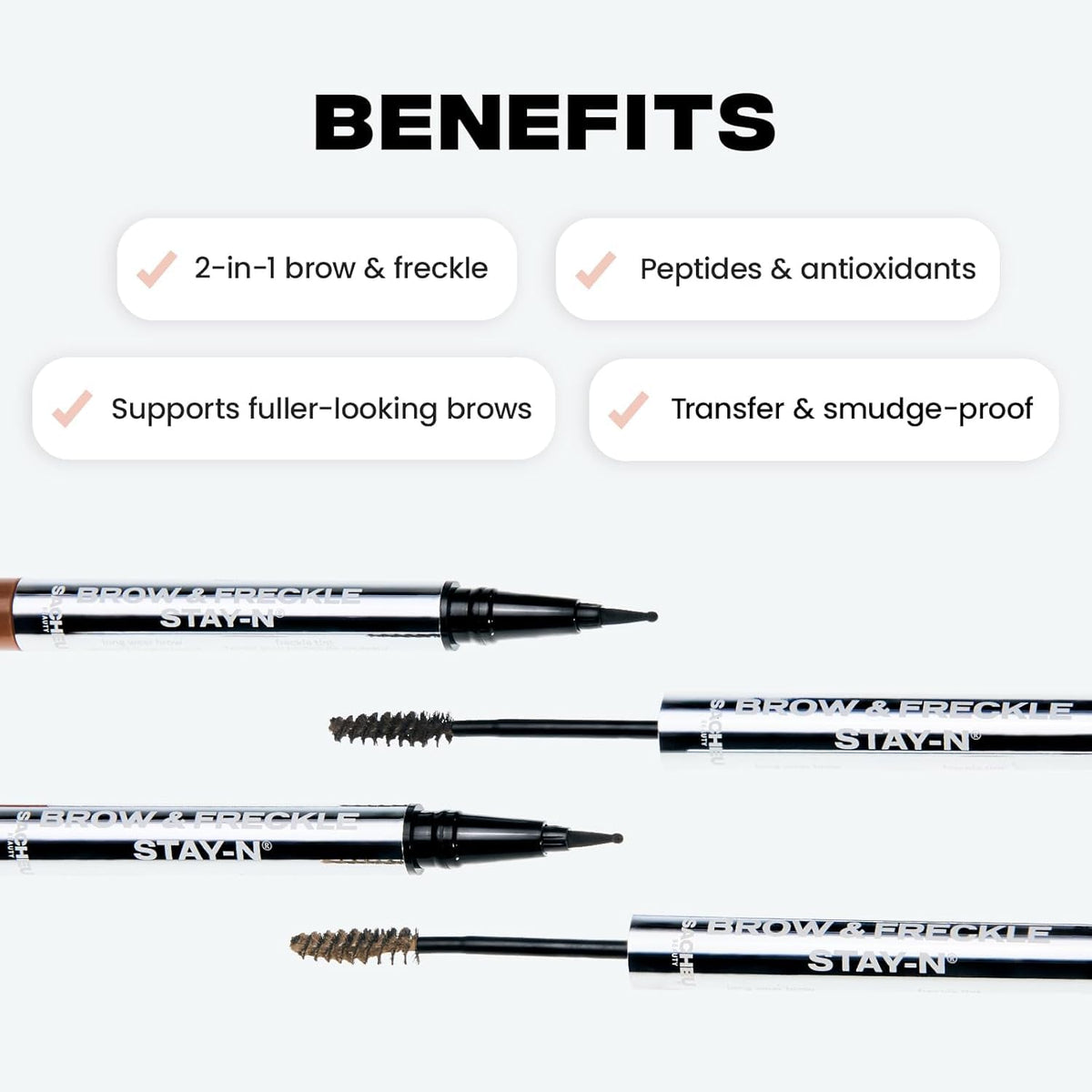 Sacheu brow brush in action shaping hairs for fuller, laminated brows