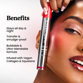 Sacheu texture swiped on skin illustrating blendable, dewy finish