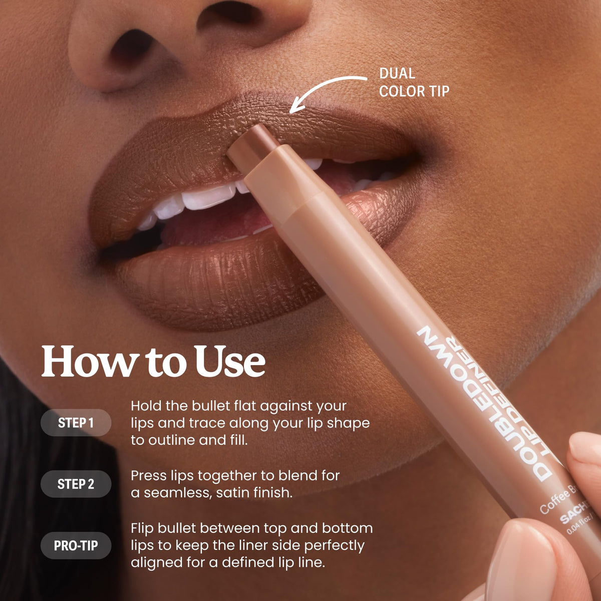 Sacheu in-hand application illustrating single-swipe define-and-fill benefit