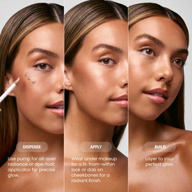 Sacheu applied to cheek highlighting bone for instant luminous radiance