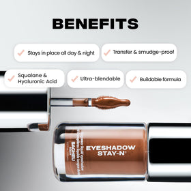 Sacheu STAY-N texture swatches showing buildable pigment and smooth blendability
