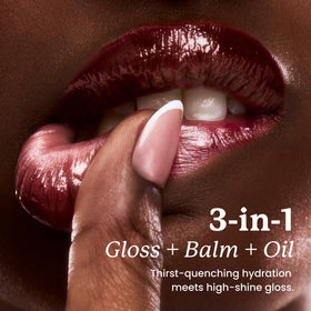 Sacheu texture close-up swipe showing glossy, hydrating finish