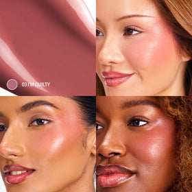 Sacheu texture swipe on skin demonstrating blendable, dewy finish